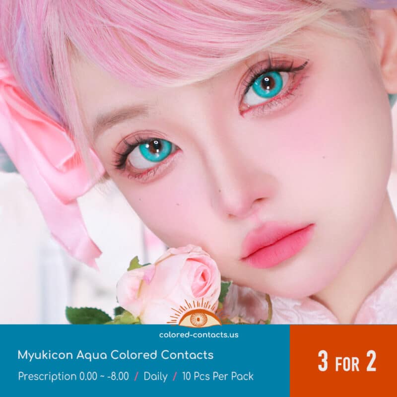 Myukicon Aqua Colored Contacts
